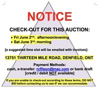NOTICE: AUCTION CHECK-OUT TIMES