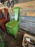 4-Metal Restaurant Chairs-Green