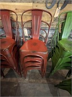 4-Metal Restaurant Chairs-Red