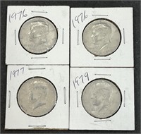 Lot of 4 US Kennedy Half Dollar Coins