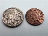 1896 one cent 1936 Buffalo nickel