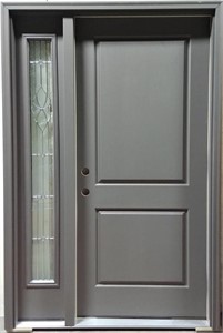 36" Woodgrain Fiberglass Door W/ One Sidelite