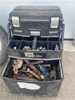 Black extendible toolbox with contents