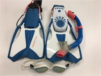 U.S. Divers Size L Flippers, Snorkel & Goggles