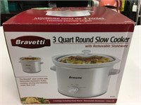 New Bravetti 3 Qt Round Slow Cooker