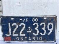 1980 Ontario license plate