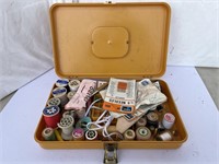 Sewing case w/ string, misc