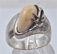 Elk Design Sterling & Elk Ivory Ring