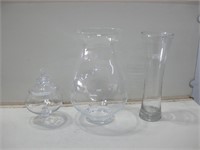 Three Glass Vases Pictured Tallest 16"