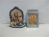 Two Hindu Wood Sculptures Largest 9" Tall