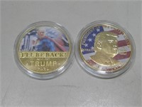Two Novelty Trump Coins Pictured