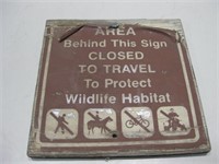Vtg 8"x 8" Wood Wildlife Habitat Sign