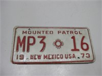 Vtg 1973 New Mexico Mounted Patrol License Plate