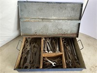 Blue toolbox w/ wrenches
