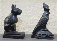 2 Egyptian Ornaments Ebony Cat & Bird