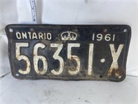 License plate: Ontario, 1961