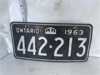 License plate: Ontario, 1963