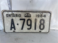 License plate: Ontario, 1964, A.7918