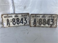 Two license plates: Ontario, 1964