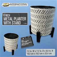 6" Metal Planter w Stand