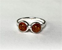 Unique Sterling Amber Ring 2 Grams Size 7.75