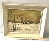 Winter themed canvas, painting by  L. B. Libby.