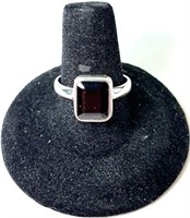 Sterling Garnet Ring (Nice Cut) Size 8.5
