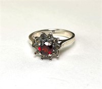 Sterling Ruby/CZ Ring (Beauty) 4 Grams Size 8