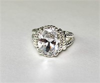 Sterling Large Sparkly CZ Ring 6 Grams Size 7(Nice
