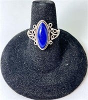 Sterling Blue Lapis Ring 3 Grams Size 6.75