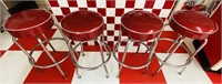 Red-Top Metal Bar Stools 30”h x 15”-Seat Diameter