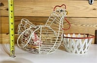 Vintage Chicken Basket & Metal Basket