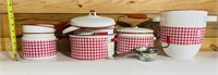 Red/White Tin Pots/Pans Metal Sifter
