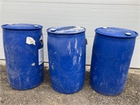 Three blue barrels