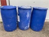 Three blue barrels