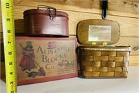 Vintage Wooden Alphabet Blocks Co. Box, Wooden