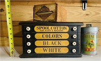 Vintage Wooden Decor Box (Does not Open) & Tin