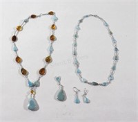 Larimar w Amber Jewelry Sets