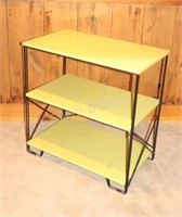 VTG Metal Frame Yellow Tier Wood Shelf / Cabinet