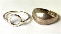 2 Vintage Sterling Rings 6 Grams Size 6.25 e