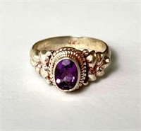 Sterling Amethyst Ring 3 Grams Size 5.5