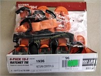 3 1/2 pack 10 ft ratchet tie down straps, missing