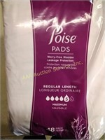 Poise pads, unopened package, regular length, 5