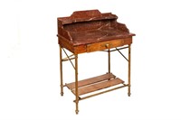 RED MARBLE & OAK WASH STAND