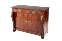 FRENCH EMPIRE CABINET WITH MARBLE TOP