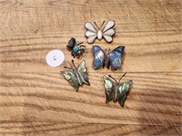 Mother of Pearl, Turquoise, Abalone, Sterling Pins