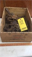 EXPLOSIVES WOOD CRATE FILLED WITH ANTIQUE ANIMAL