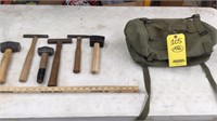 ASSORTMENT OF HAMMERS IN A CANVAS BAG