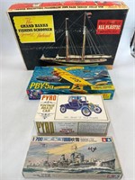 Vintage ships plane and car models