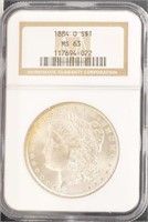 US Coins 1884-O Morgan Silver Dollar Graded MS62 b